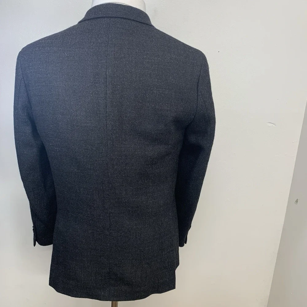 Tommy Hilfiger Sport Coat Blazer Black Tweed 40 R Wool  2 Button Business  Work